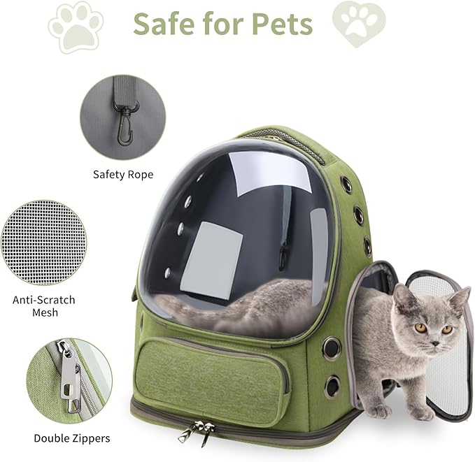 Cat Backpack Carrier for Cats and Small Dogs, Breathable Cat Bubble Backpack - Image 4