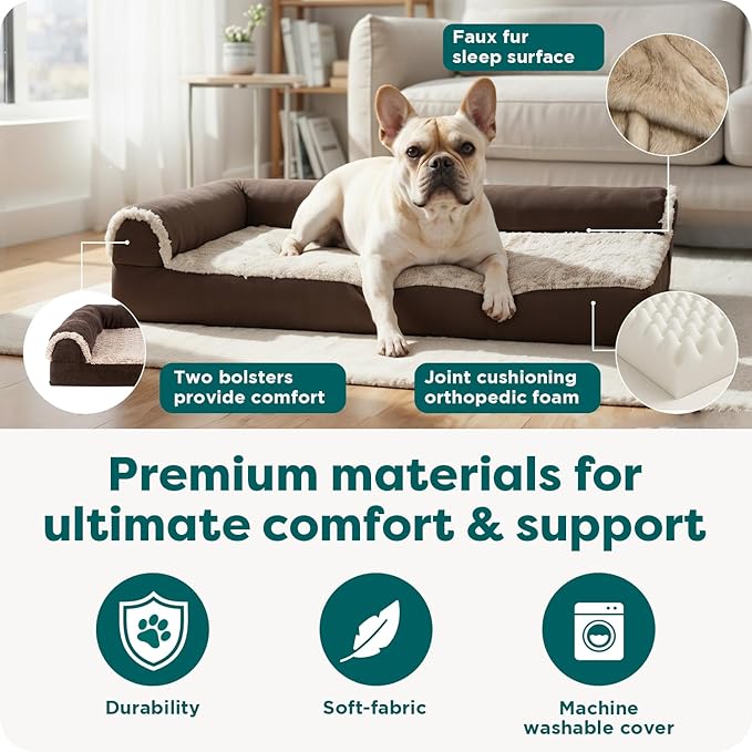 Furhaven Orthopedic Dog Bed for Medium/Small Dogs w/ Removable Bolsters & - Image 5