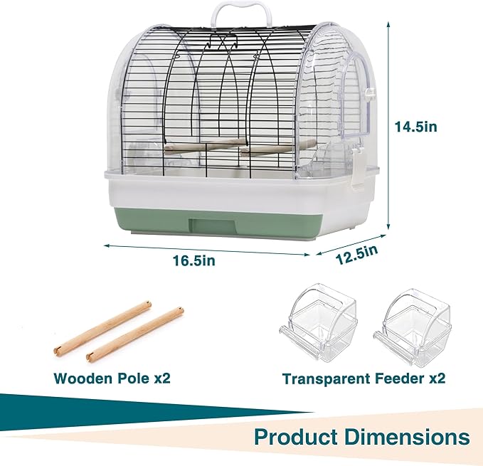 GarveeHome Portable Bird Cage Carrier, Small Bird Cage - Image 2