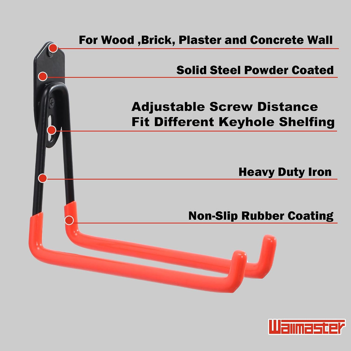 Wallmaster Garage Hooks Organizer Kit, 12 Pack Adjustable Shelving Hooks
