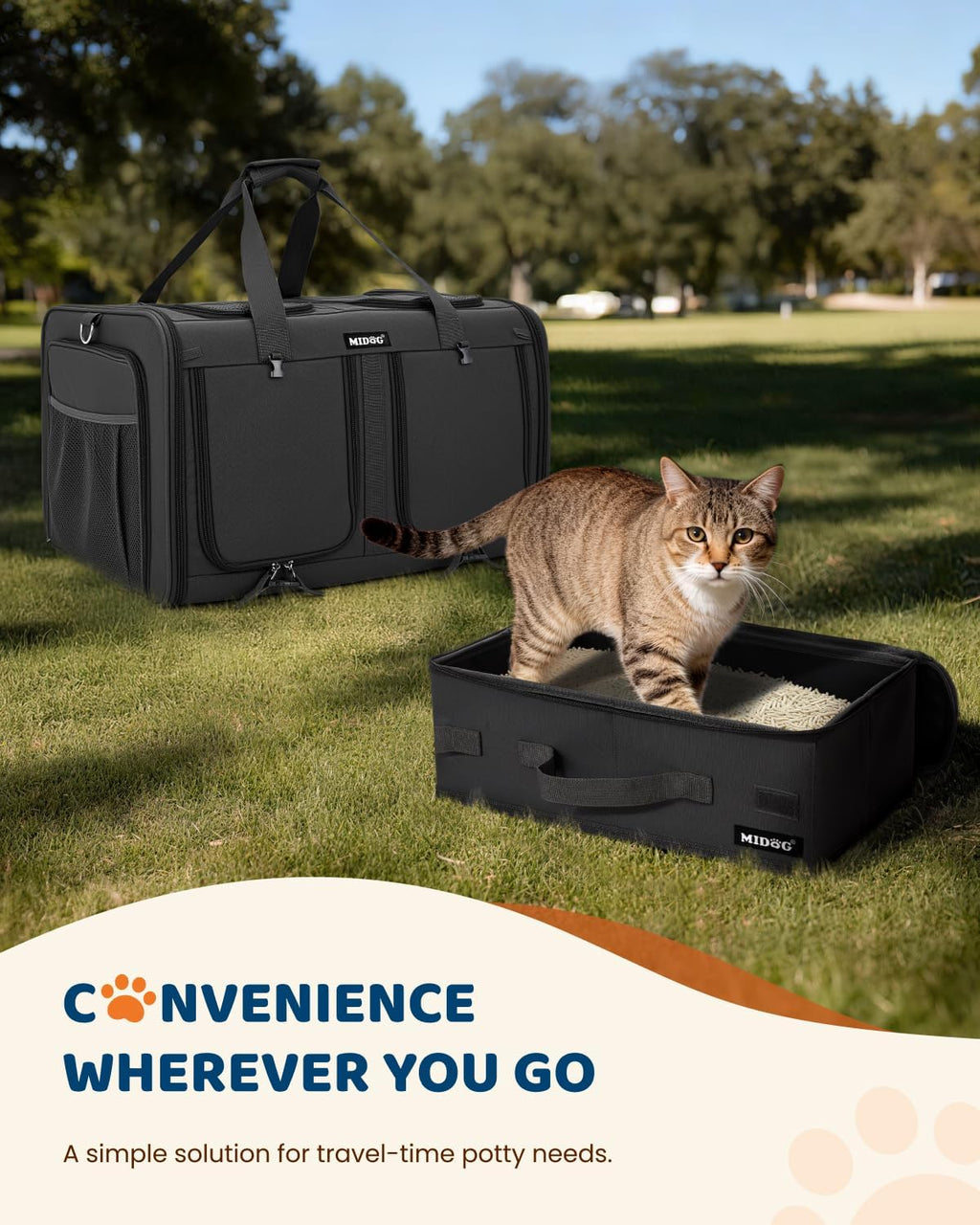 MIDOG Cat Carrier for 2 Cats, Expandable Double Carrier with Litter Box