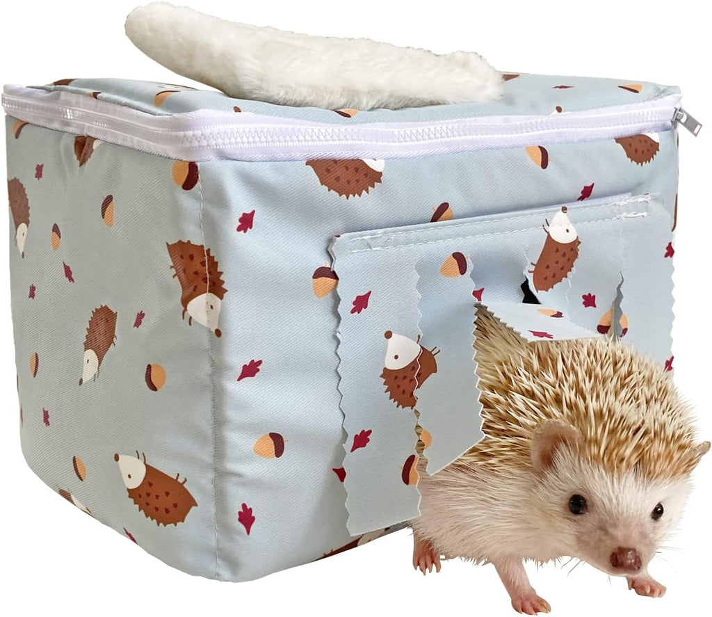 Handmade Portable Sleeping Bag Pouch House Hideout Cave Habitat for Hedgehog Bed Guinea Pig Ferret Squirrel Small Animal Bed Nest House Cage Forest Hidey Curtain (Green)