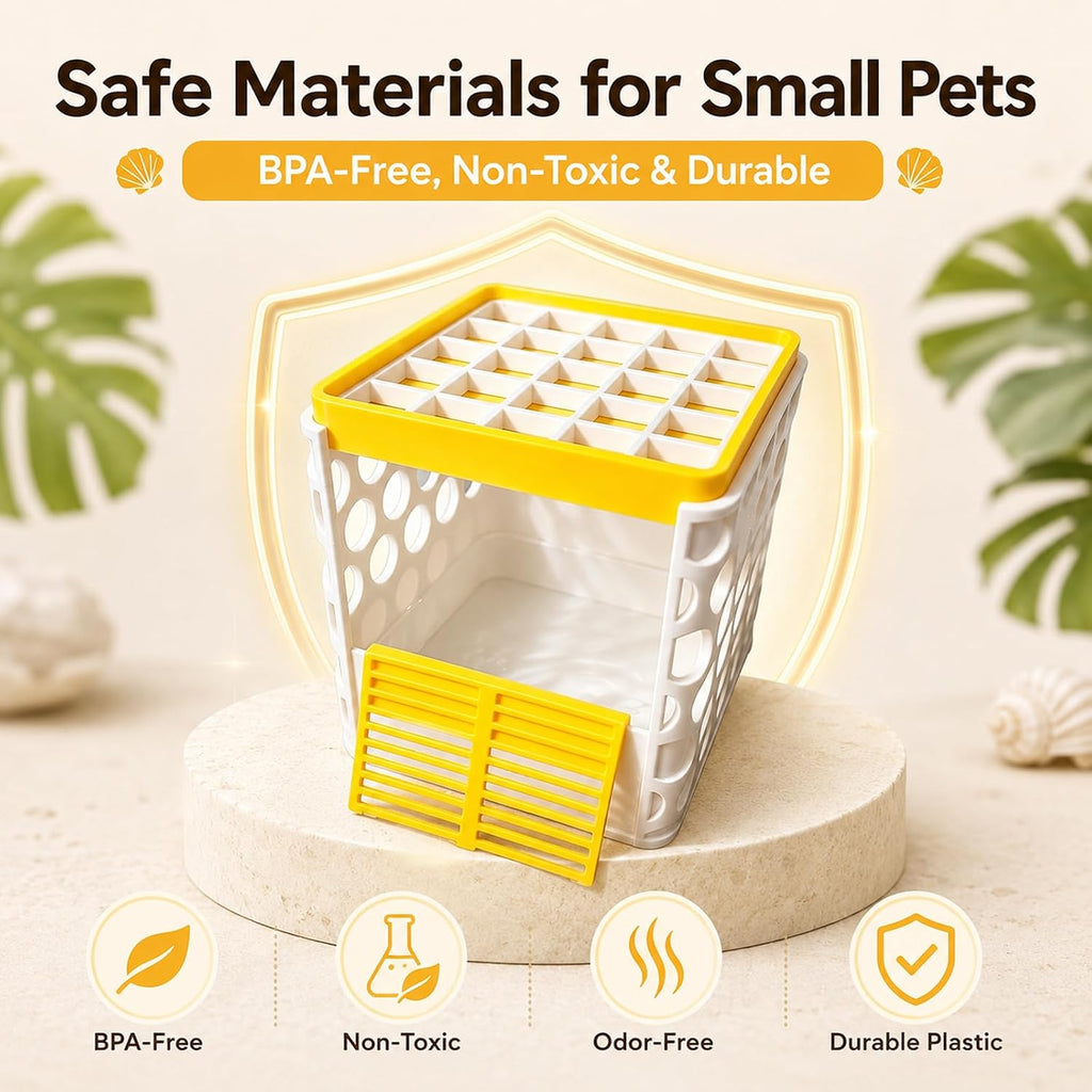 Hermit Crab Bath Pool, Hermit Crab Pool with Detachable Non-Slip Ramp, 2-in-1 Bathing & Feeding Terrarium Habitat Accessory, 3D Printed Anti-Drowning Crawler Basin, Durable Easy Clean Indoor Pet Tank