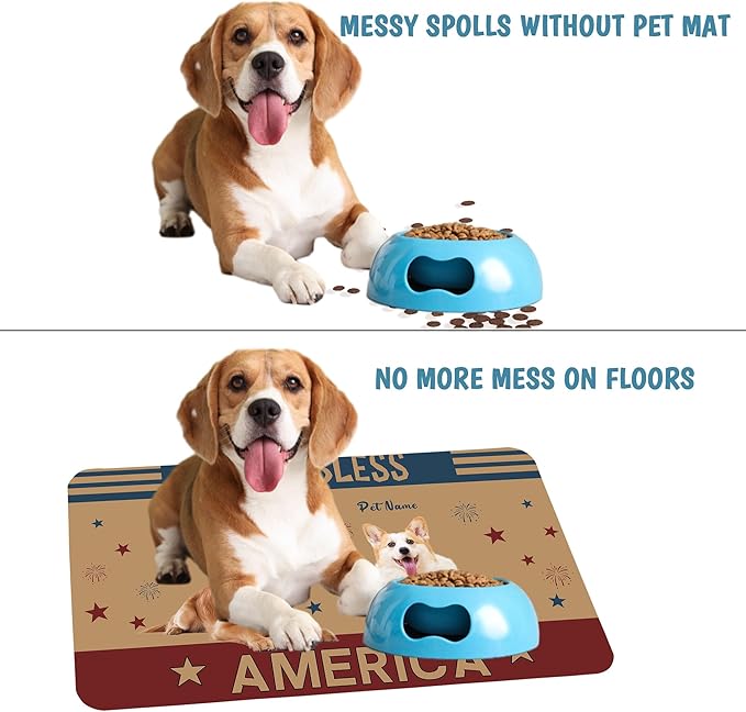 Personalized Dog Cat Mat with Name Photo Custom Placemat Feeding Mats - Image 6