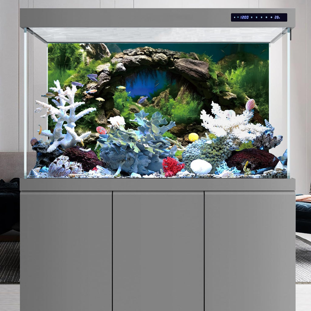 72x24 in Arch Stone Aquarium Backdrop Aquatic Plant Fish Tank Background