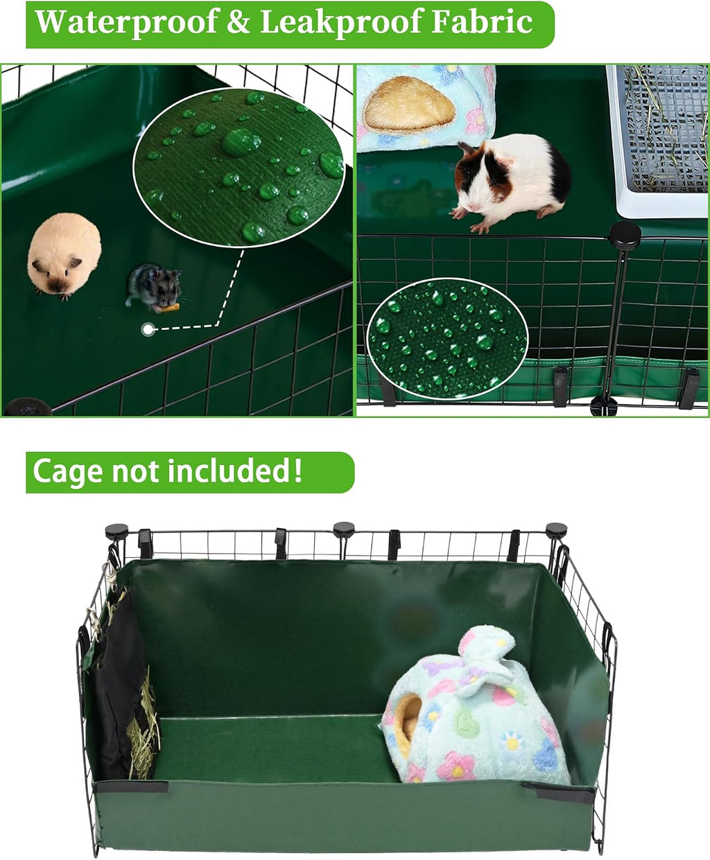Guinea Pig Litter Box, Hay Holder, Cage Liner, Washable & Reusable