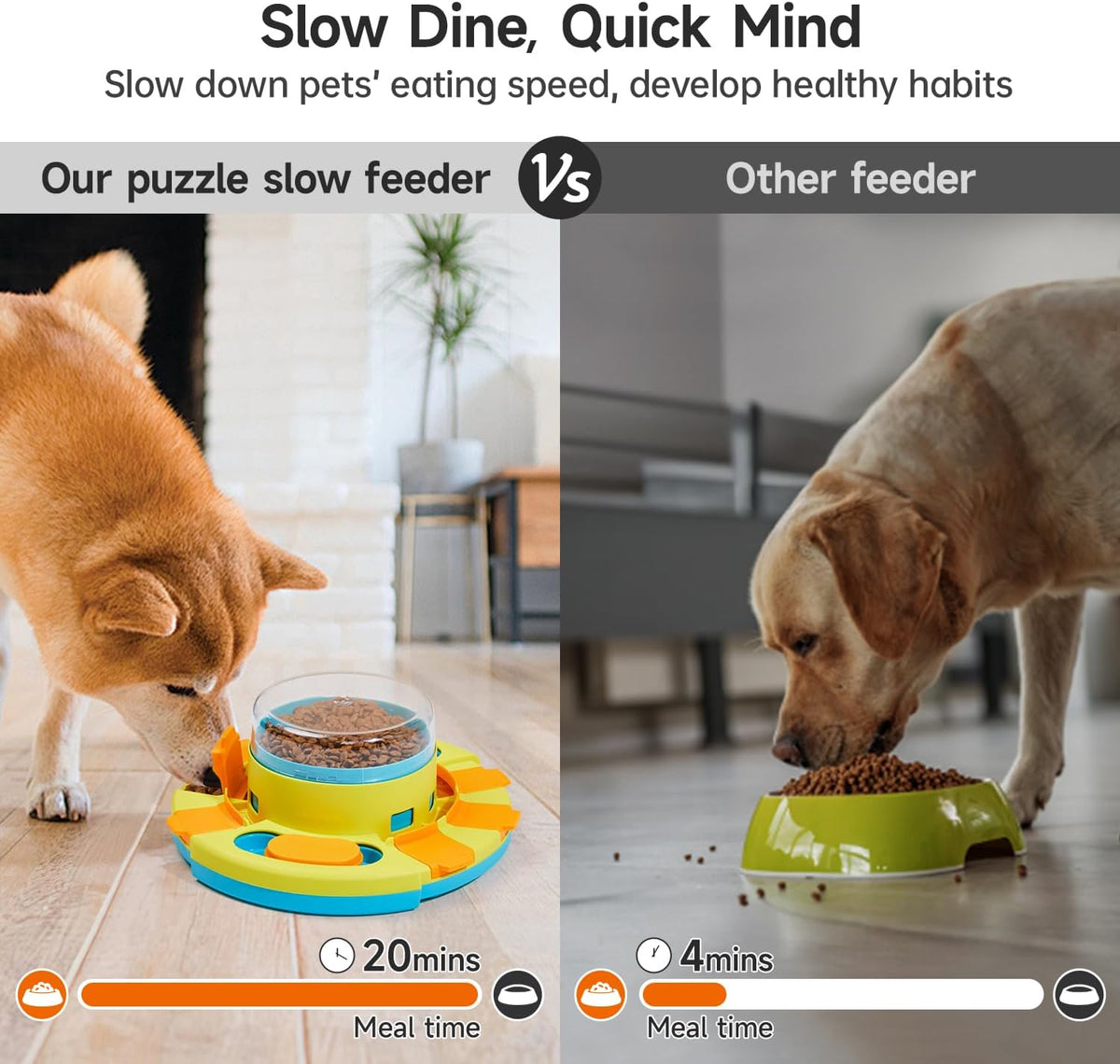 Potaroma Dog Puzzle Toy 2 Levels, Slow Feeder, Pup Food Treat Feeding Dispenser for IQ Training and Entertainment for All Breeds 4.2 Inch Height