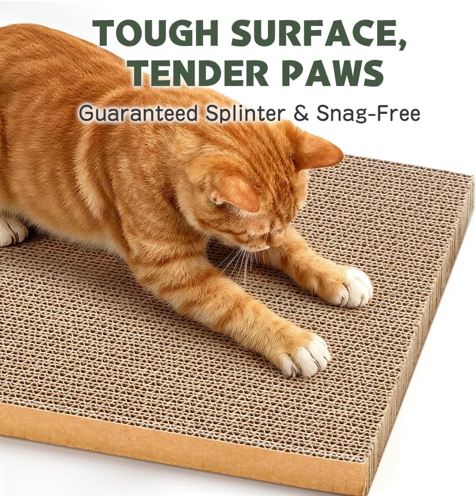 6 Pack Cat Scratcher Pads in Cardboard Box, Assembly-Free for Indoor Cats