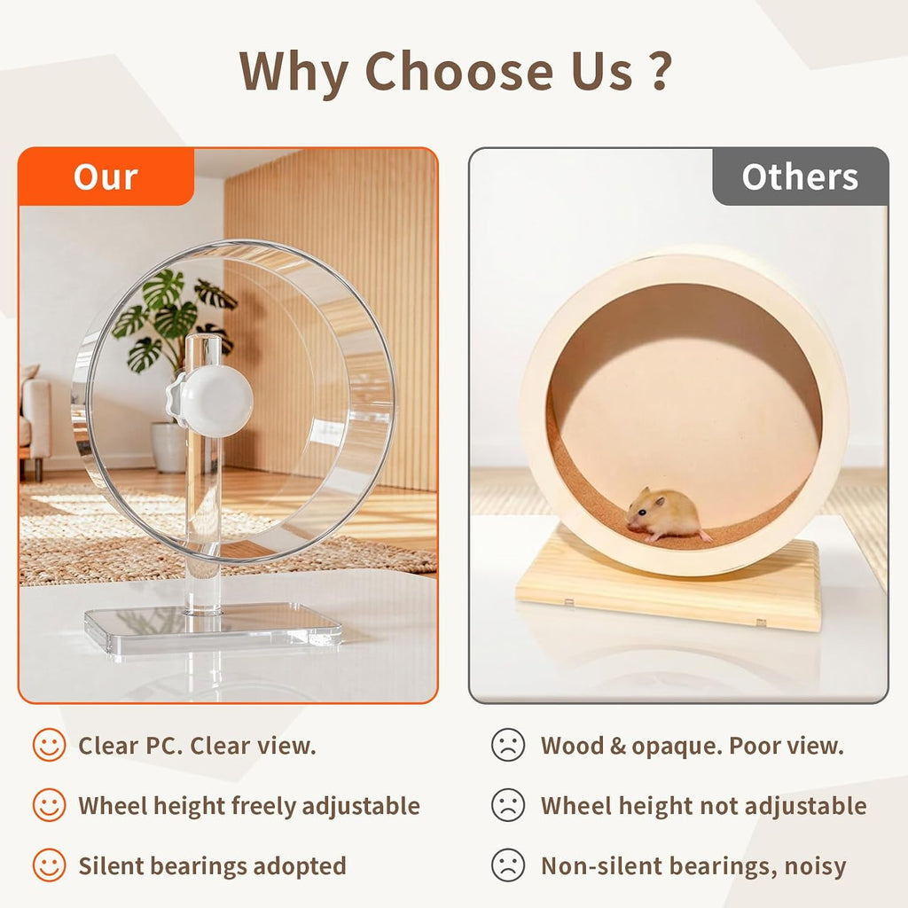 9.5" Silent Hamster Wheel - Clear Running Wheel