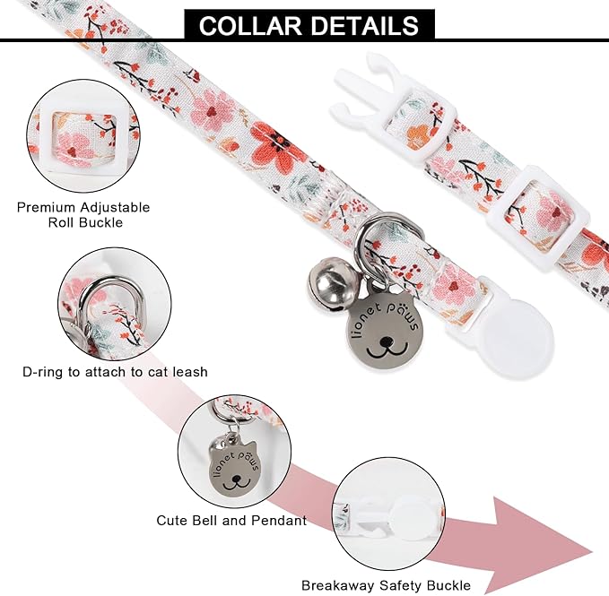 Lionet Paws 2pcs Pack Cotton Cat Collar, Breakaway Buckle - Image 3