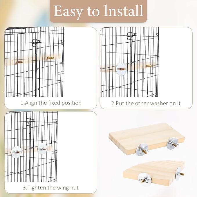 2PCS Bird Perch Platform Flat, Fan Shape and Rectangle Bird Cage Platform - Image 4