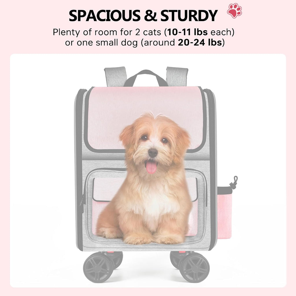 MGB Foldable Rolling Pet Carrier with Wheels Pink(Not for Airline)