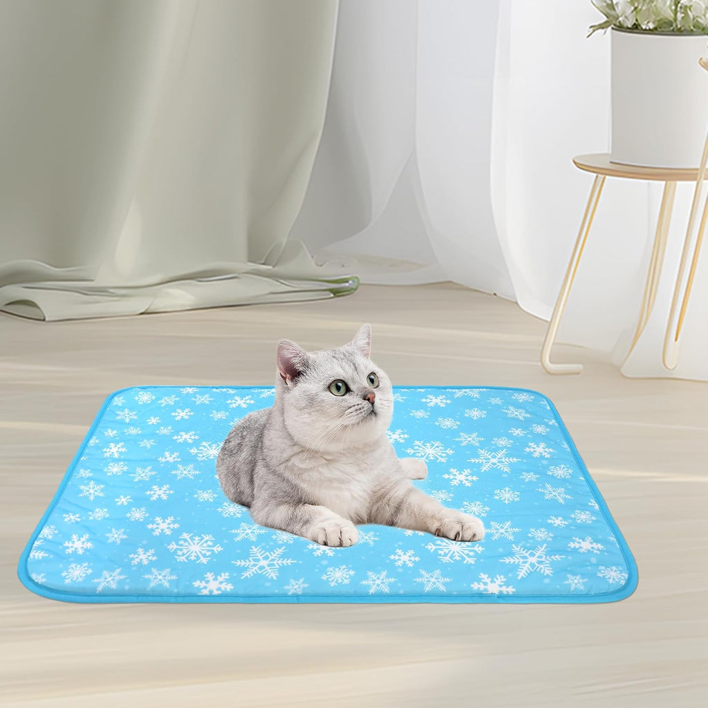NACOCO Summer Pet Cooling Mat - Cat Dog Cushion Pad Sleeping Cool Snowflake Comfortable Soft for Pets Kids and Adults (Blue Snowflake, M)