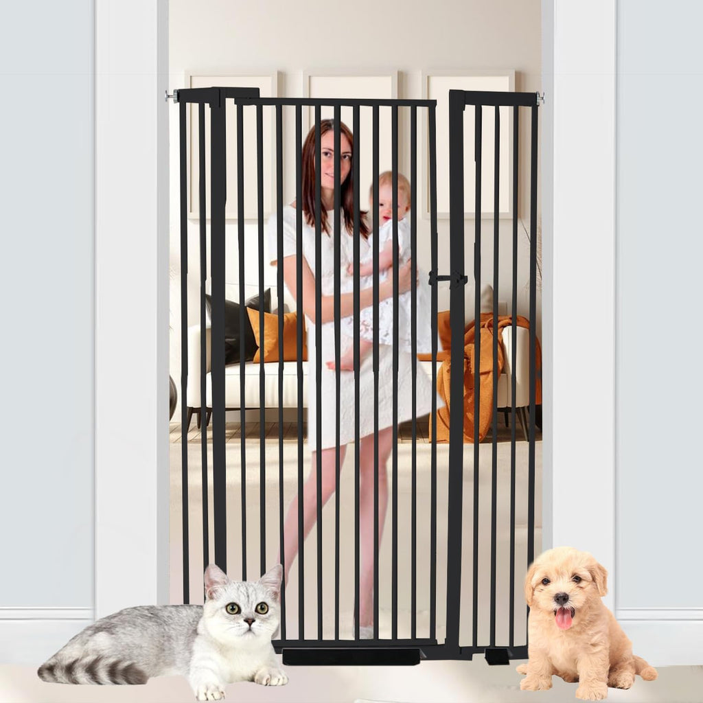 55.1" Extra Tall Pet Gate, 29.92"- 43" Black Adjustable Dog Gate