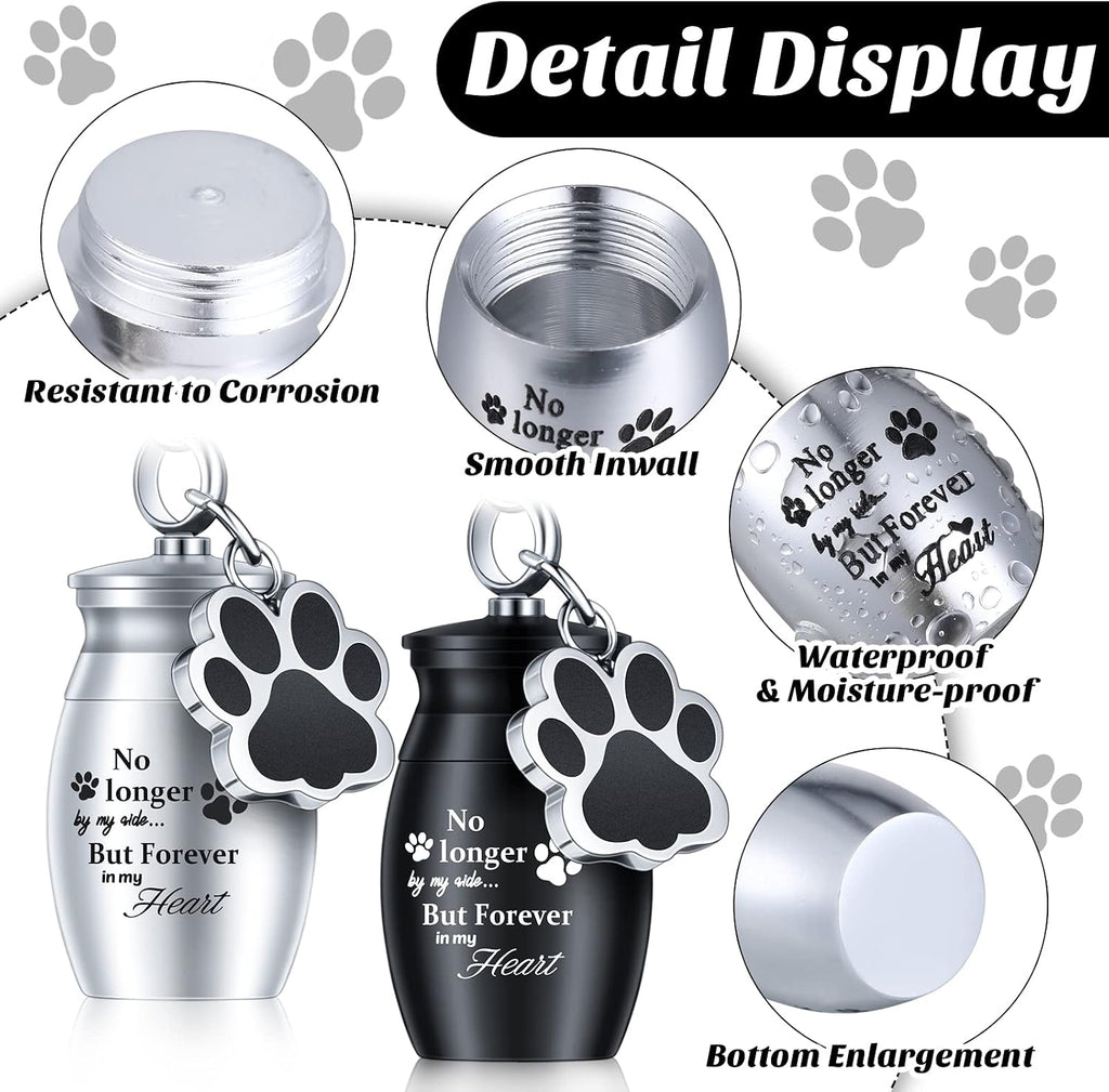 Batiyeer 4 Pack Pet Urn Keychain, Pet Ashes Keepsake for Dog Cat Paw Print
