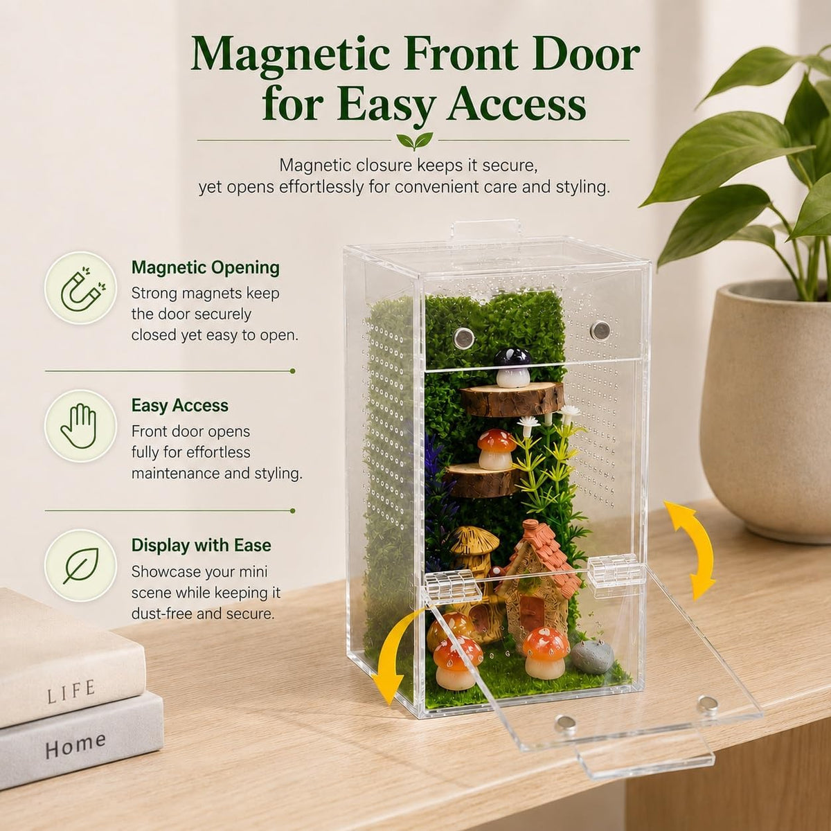 Jumping Spider Enclosure Kit, Escape-Proof Reptile Enclosure, Habitat for Spiderling, Mantis, Tarantula, Acrylic Terrarium with Magnetic Door Cribs Ventilation Spider House(Small)