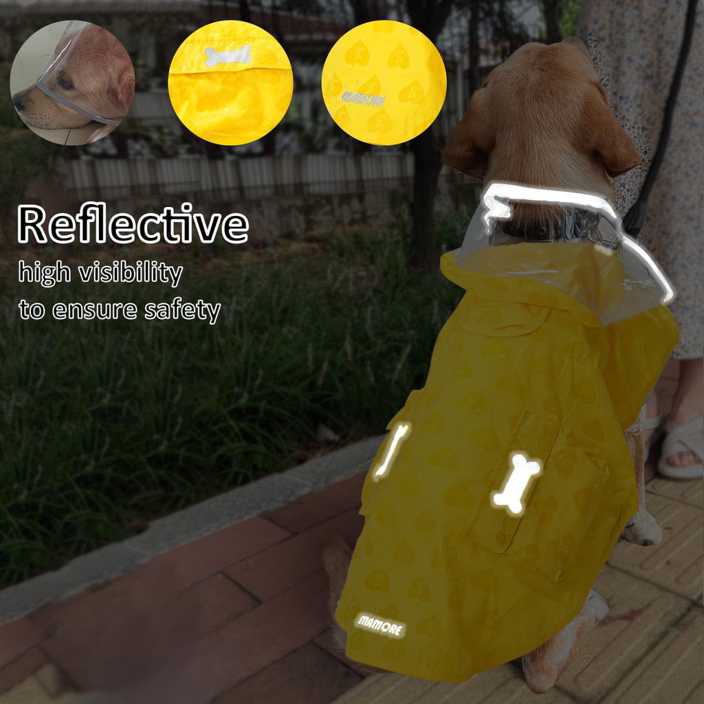 Waterproof Dog Raincoat, Adjustable Reflective Lightweight Pet Rain Clothes with Poncho Hood (Yellow(Water-Activated Color Change), X-Small)