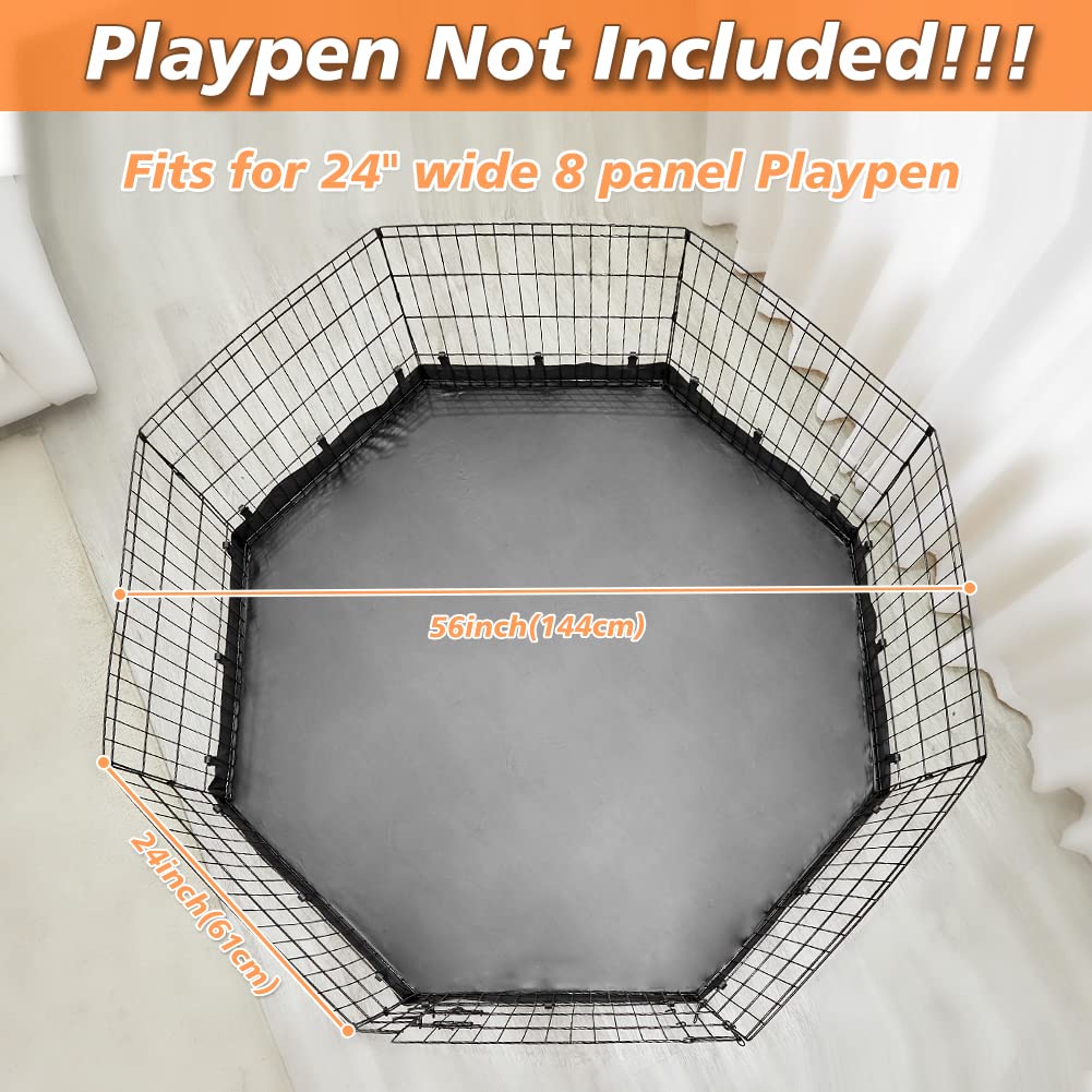 PJYuCien Playpen Bottom Pad for 24'' Width 8 Panel Pen, Hook Connect, Black
