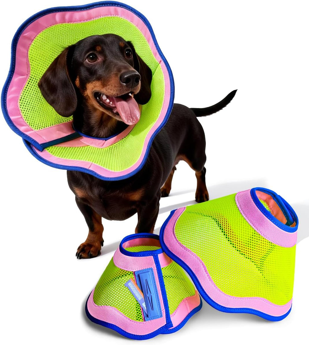 Dog Cone Collar,Adjustable Protective Recovery Cone for Dogs After Surgery,Breathable Elizabethan Collars for Dogs Cats,Comfy & Soft Pet Cone for Wound Care,Spay,Neuter