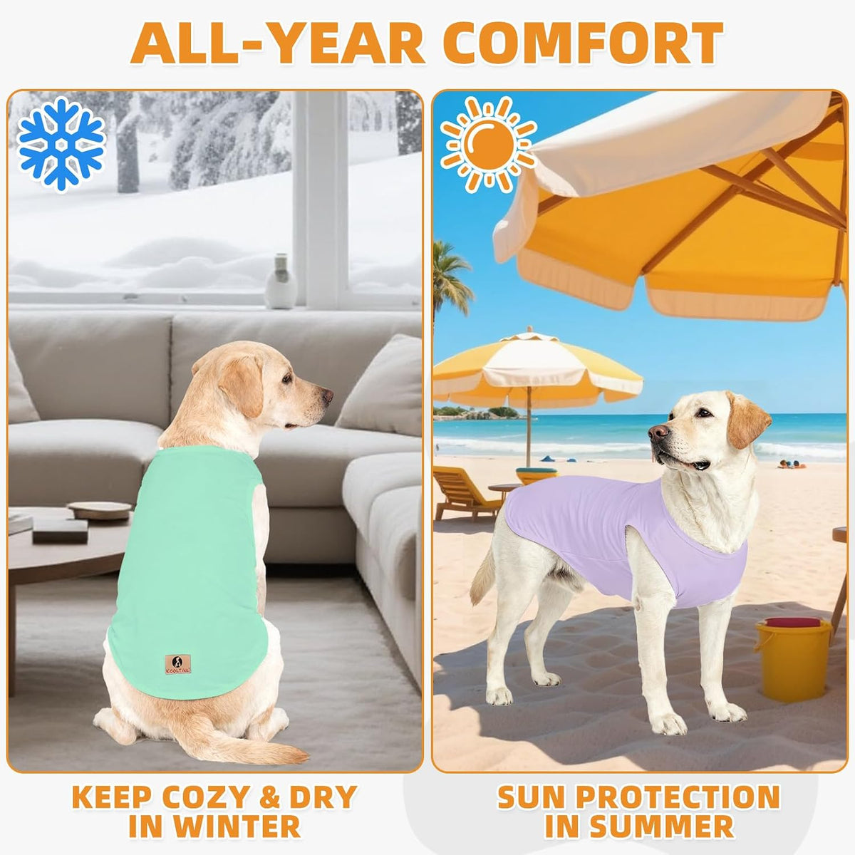 KOOLTAIL 2 Pack Large Dog T- Shirts, Soft Cotton Dog Clothes Tank Top, XXL