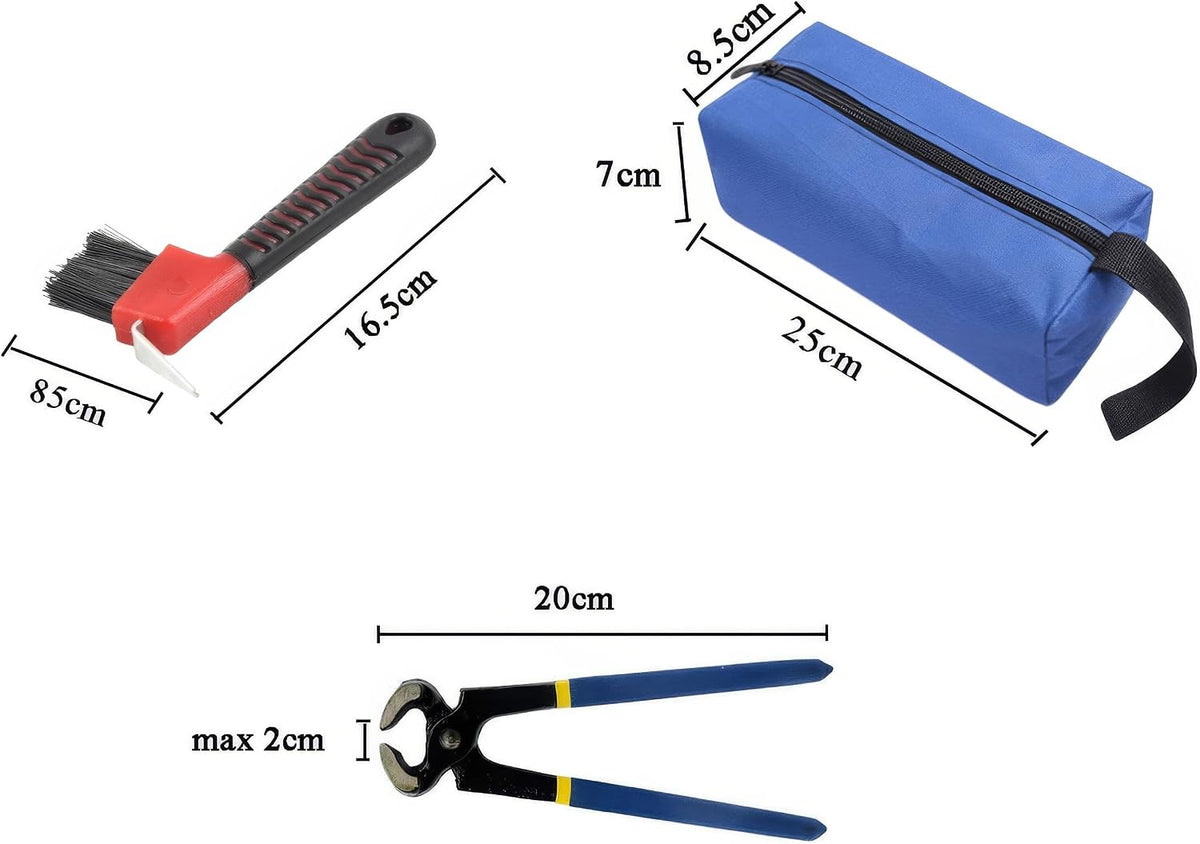 LGEGE Professional Farrier Tool Kit, 7-Piece Set with Storage Bag, Includes Hoof Nipper, Metal Shears and Files, 20 cm