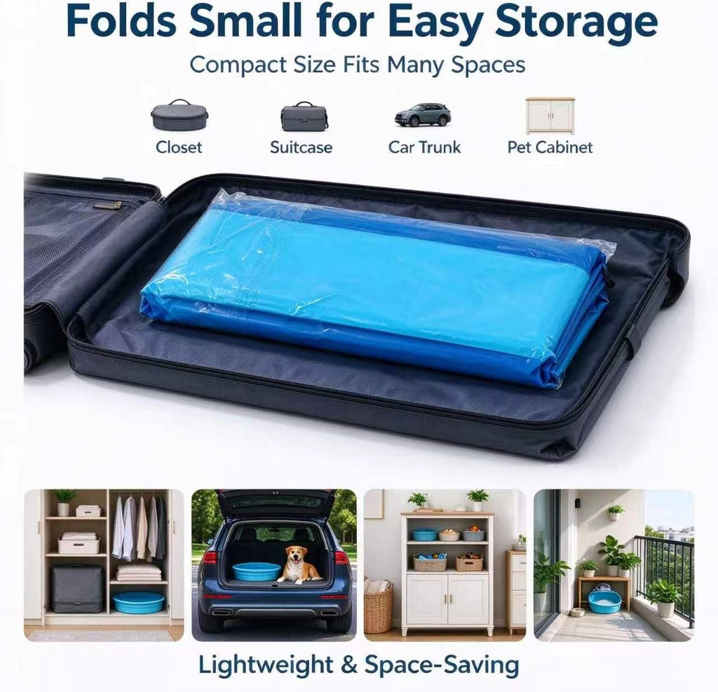 Foldable Dog Pool – Heavy-Duty Hard Plastic Small Dog Pool for Puppy & Cats, Portable Shallow Pool, Outdoor/Indoor Cooling Bathtub, Dog Pools for Pet Dogs, No-Inflate Easy Clean Wading Poo