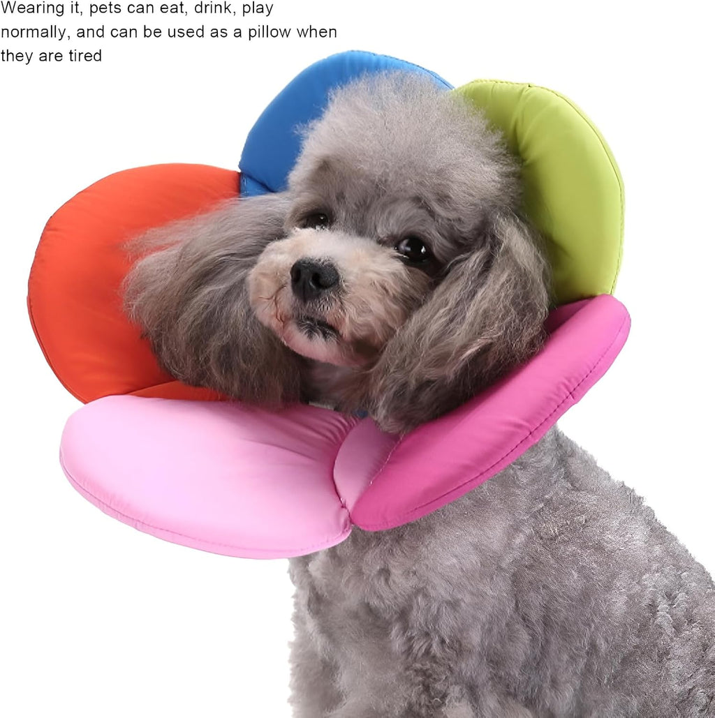 Flower Shaped Pet Recovery Collar Adjustable Soft Fabric Cone for Dogs