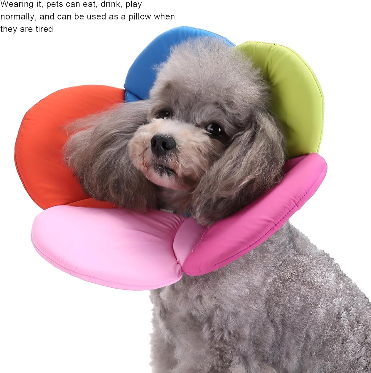Flower Shaped Pet Recovery Collar Adjustable Soft Fabric Cone for Dogs