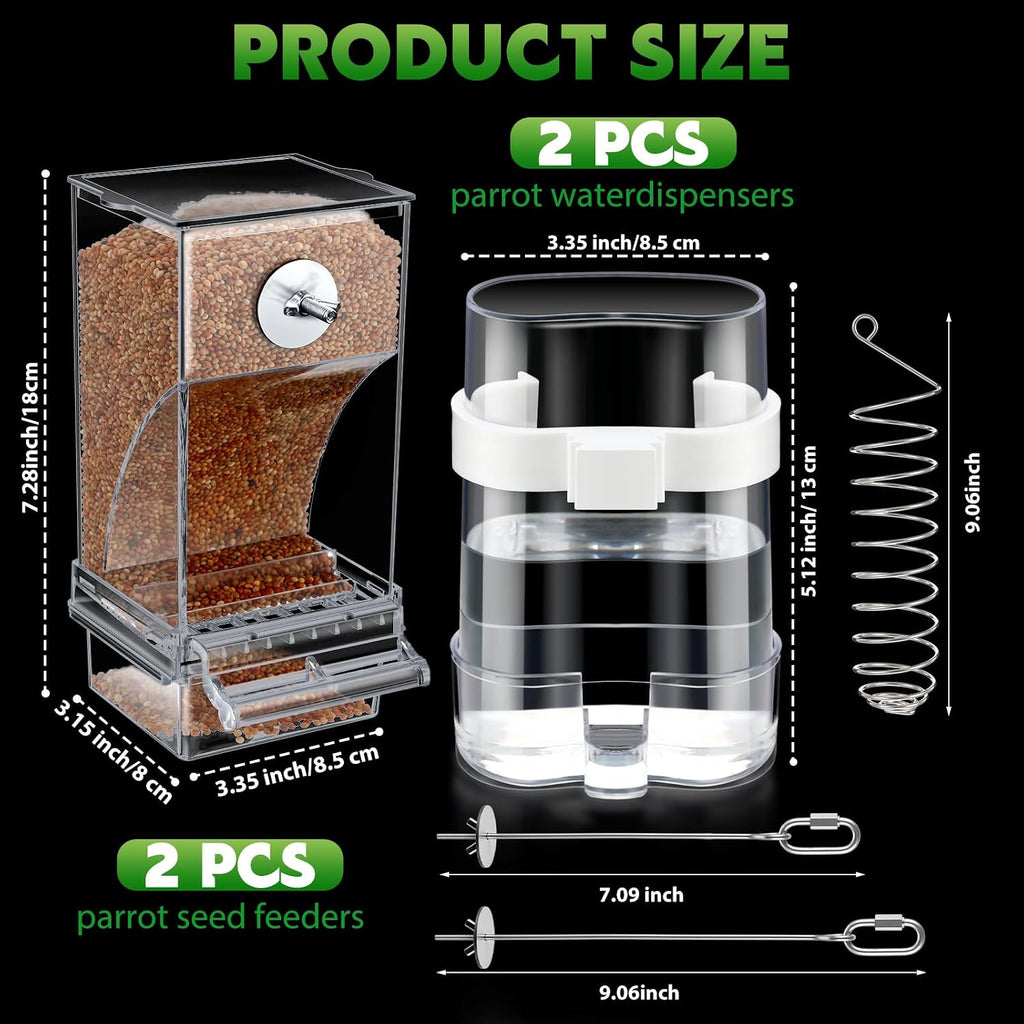 Jingmore 7 Pcs Bird Feeder and Waterer Set, Automatic No Mess Clear