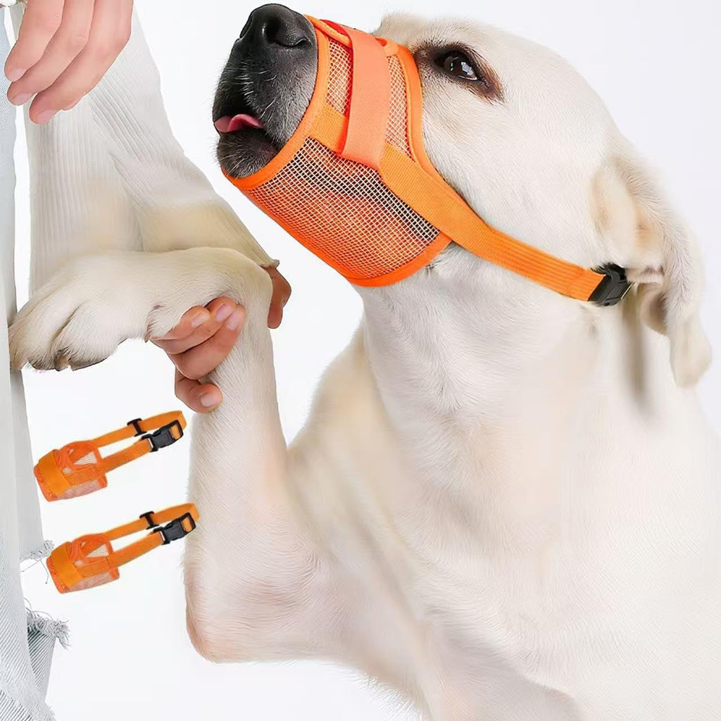 2-Pack Breathable Mesh Dog Muzzles, Adjustable, Grey, S