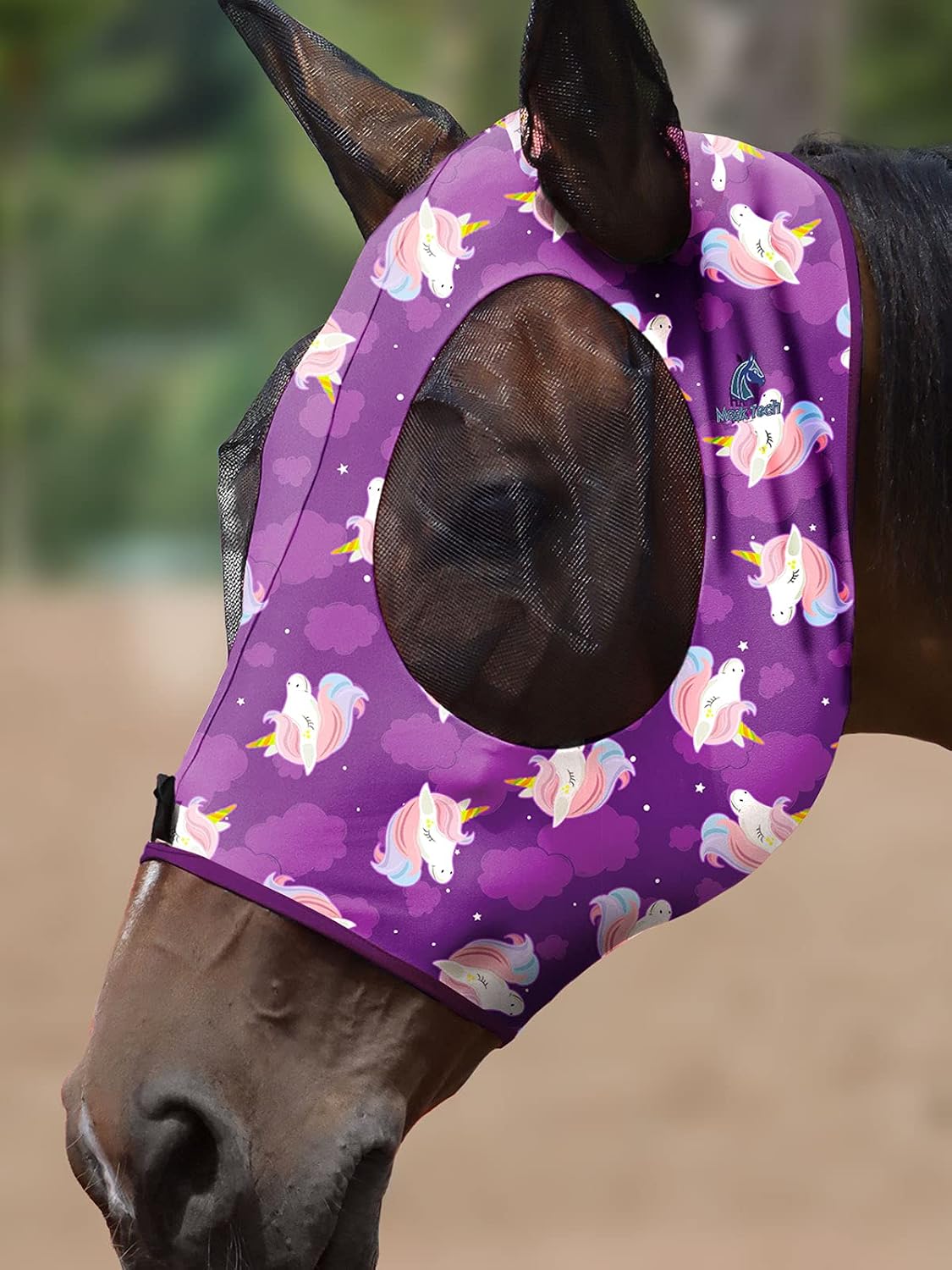 Mask Tech 5 Pieces Horse Fly Masks with Ears, Stretchy Elastic Mesh Fly Masks, 3D Eye Clearance, UV Protection-Large,Combo 21