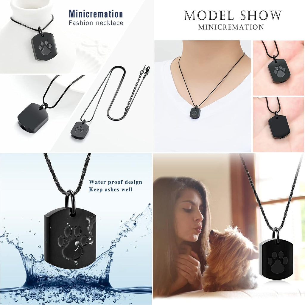 Minicremation Cremation Jewelry Urn Necklace for Ashes for Pet, Paw Print Memorial Ash Jewelry, Keepsake Pendant for Pet's Cat Dog's Ashes with Filling Kit