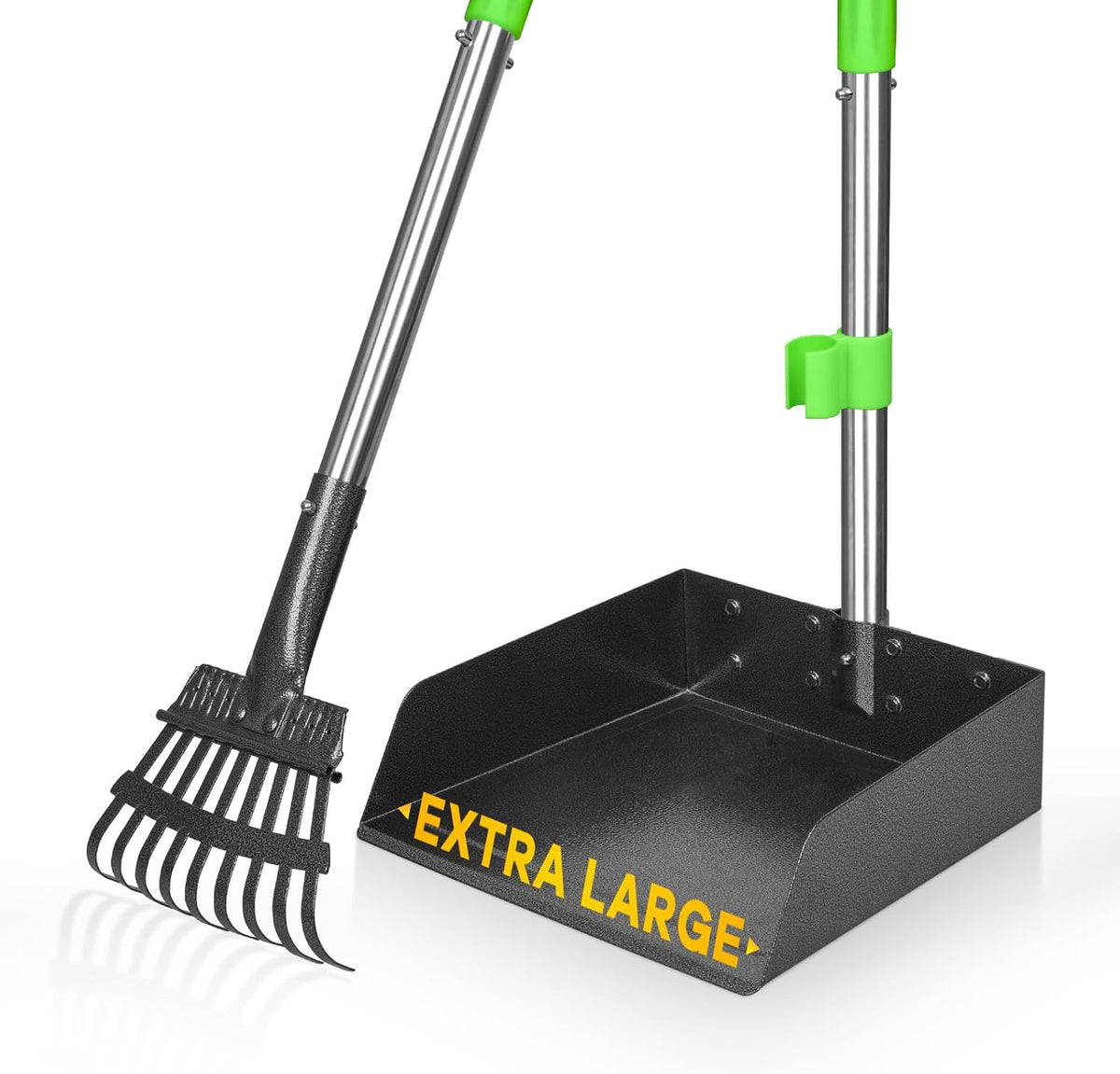 TOOGE Pooper Scooper, Dog Pooper Scooper Long Handle Stainless Metal Tray and Rake for Medium Small Dogs Heavy Duty Pet Supplies to Use for Grass, Dirt or Gravel