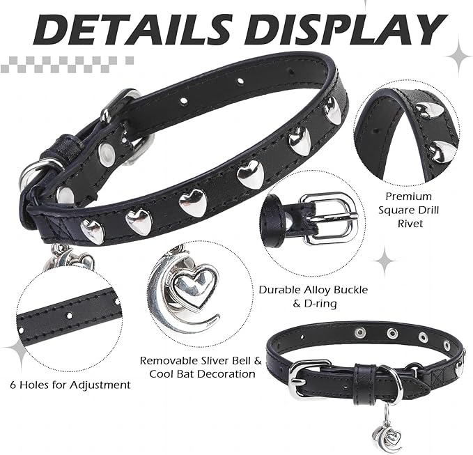 EXPAWLORER Leather Cat Collar for Girl Boy- Adjustable Pet Collar - Image 3