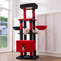 Cat Tree Tower for Large Cats 65 Inch - Heavy Duty Multi-Level Cat Furniture with Extra-Large Condo & Sisal Scratching Posts, Stable Cat Playground for Multiple Cats (Red, 66in)
