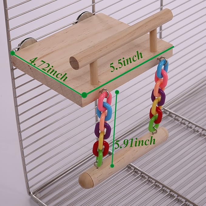 Parrot Climbing Ladder, Bird Wooden Playground - Image 6