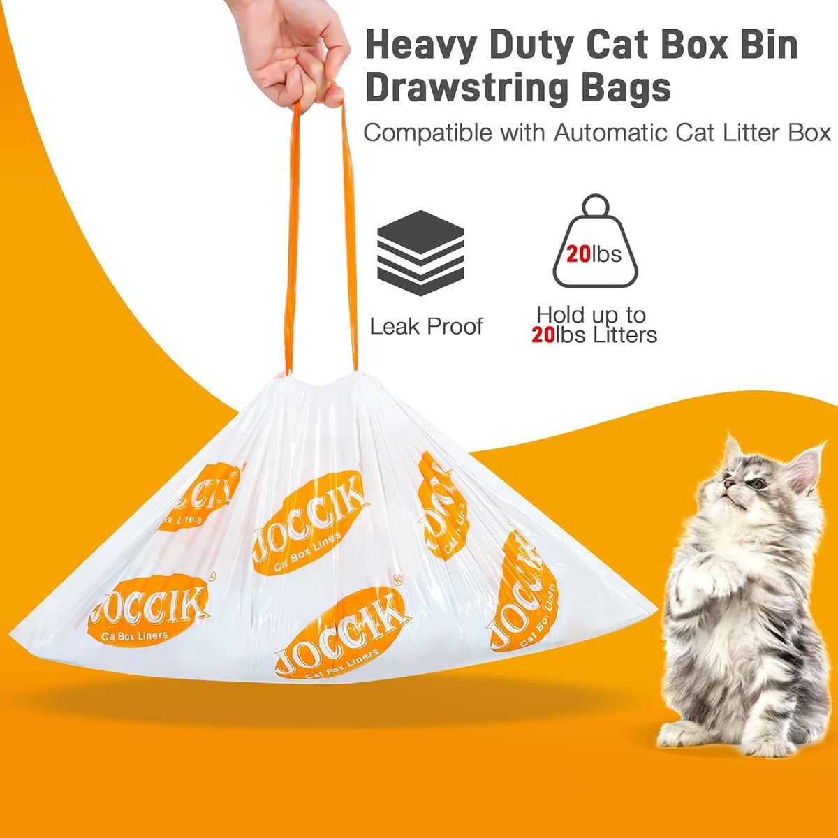 Cat Litter Bags for Automatic Litter Box Liners Compatible with MeoW SC01/C02/LR01, Waste Bags for X & MAX, 22" x 12.8" 100 Count
