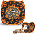 HANABASS Halloween Decorative Cat Tunnel Bed, Pop Up Cat Cube Collapsible Hideouts Play House Cave Tent Haunted House for Indoor Outdoor Kittens
