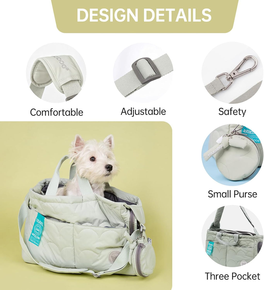 Macaron Cloud Pet Carrier Bag for Small Dogs and Cats, Lightweight&Soft Puppy Carrier with Large Pocket, Breathable Pet Travel Carrier，ups to 14lbs (Pea Green)