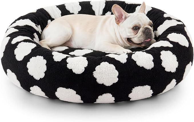 JOEJOY Donut Calming Small Dog Bed, Round Cat Beds by JOEJOY