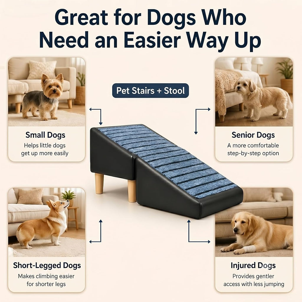 Compact Dog Stairs for Small Dogs, Foldable Pet Ramp for Couch Bed