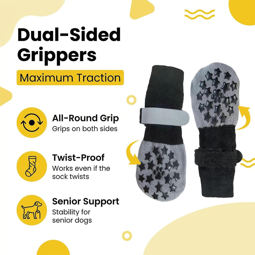 Reflective Dog Socks Grippy Socks Prevent Licking Paws，Anti Slip Paw Protection, for Hardwood Floors & Hot & Cold Pavement, Small Medium Large & Senior Dogs