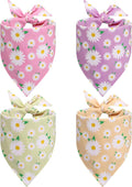 4Pcs Floral Dog Bandanas Girl Large Daisy Triangle Scarf Reversible Spring Bibs by Guiqulai