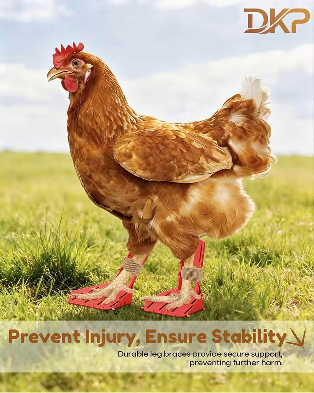DKP 8 Pack Red Chicken Leg Splint with 4-Size