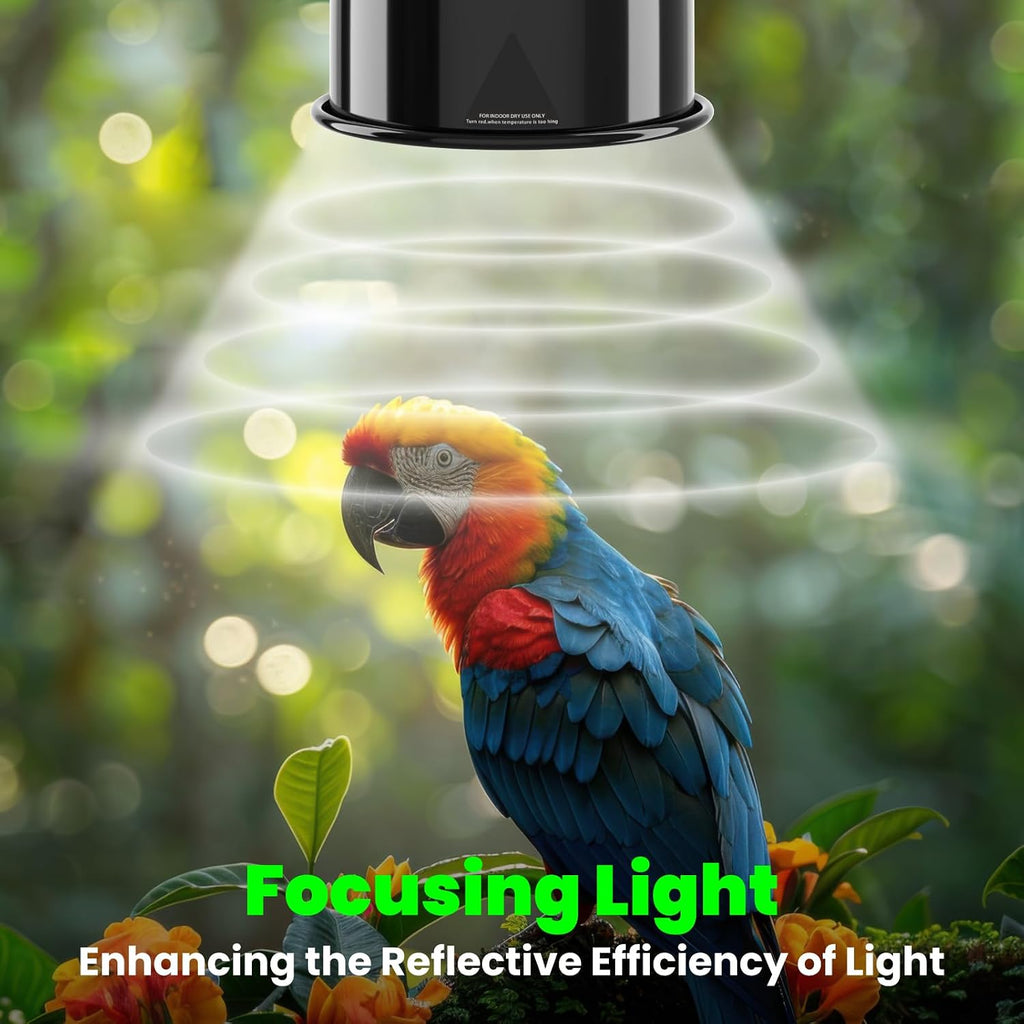 GlowUp Bird Cage Light Fixture Combo Kit, Deep Dome Lampshade with 2.4% UVB Bulb 20W, Bird Light for Captive Birds, Reptiles