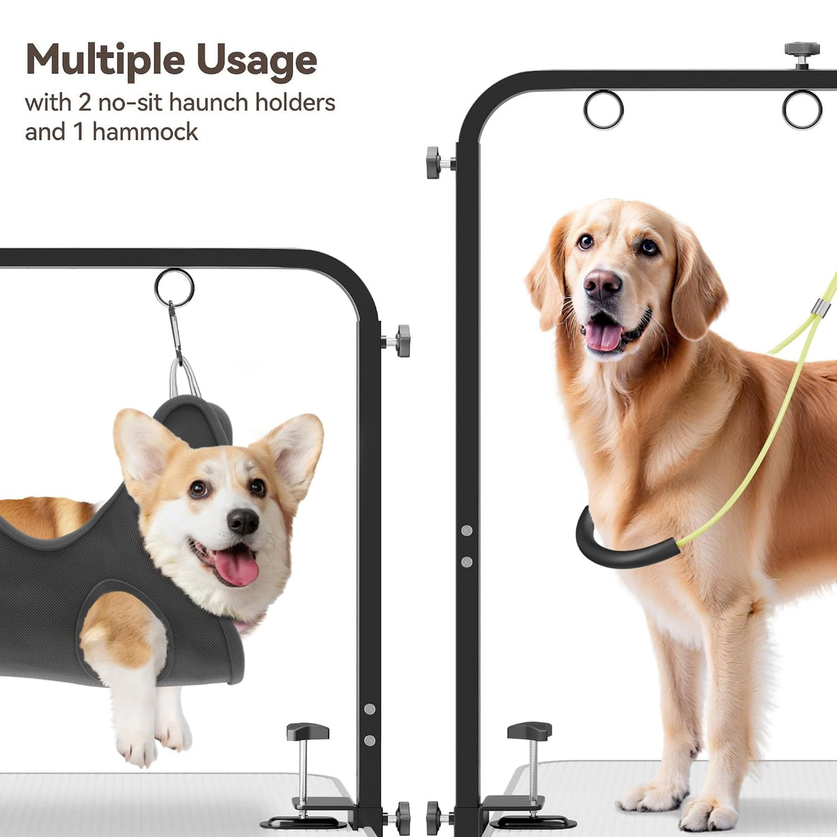 Pet Grooming Arm for Table, 42" H, 27-39" W with Hammock & 2 No-Sit Nooses