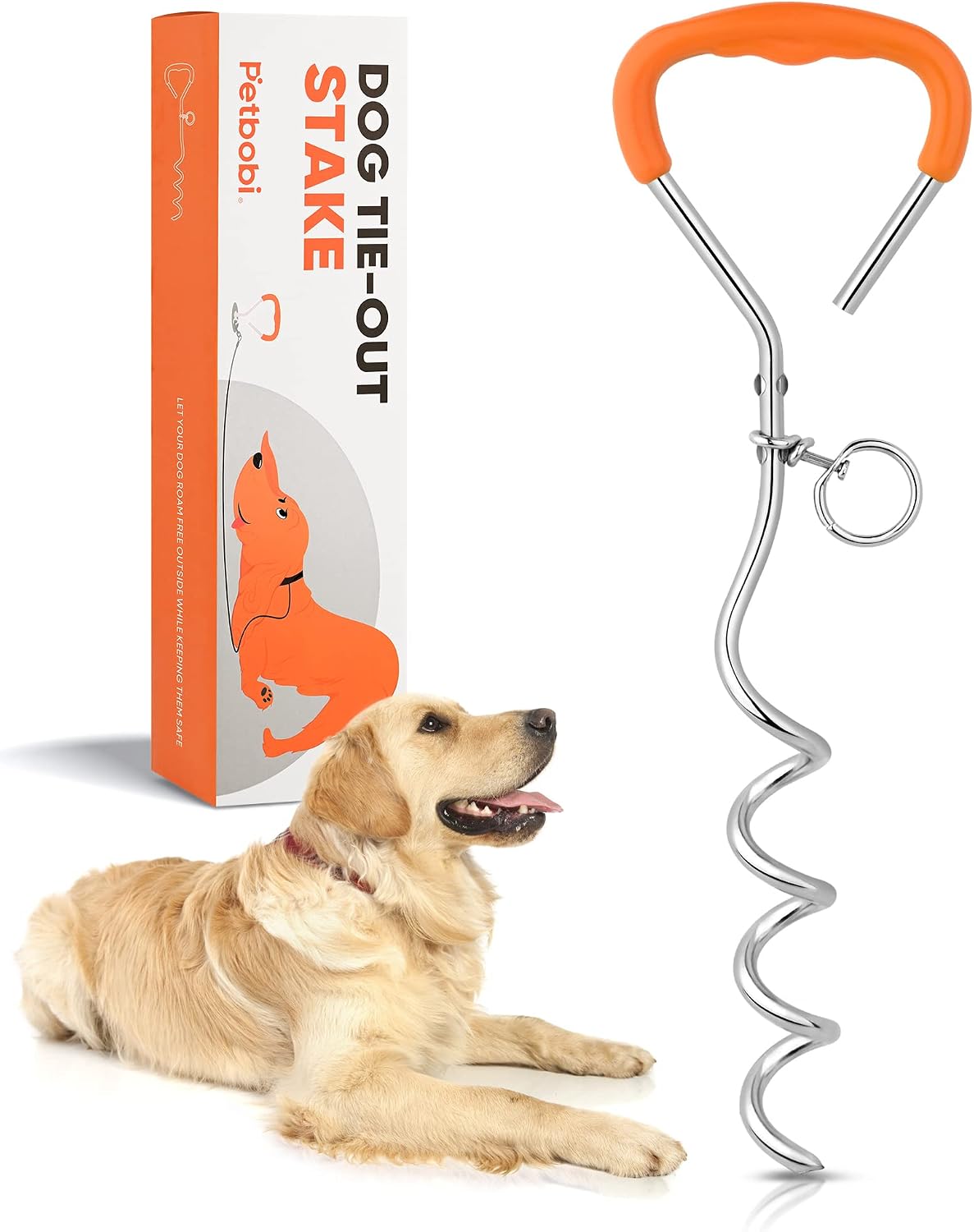 Petbobi Dog Tie-Out Stake and Cable 20ft Bundle