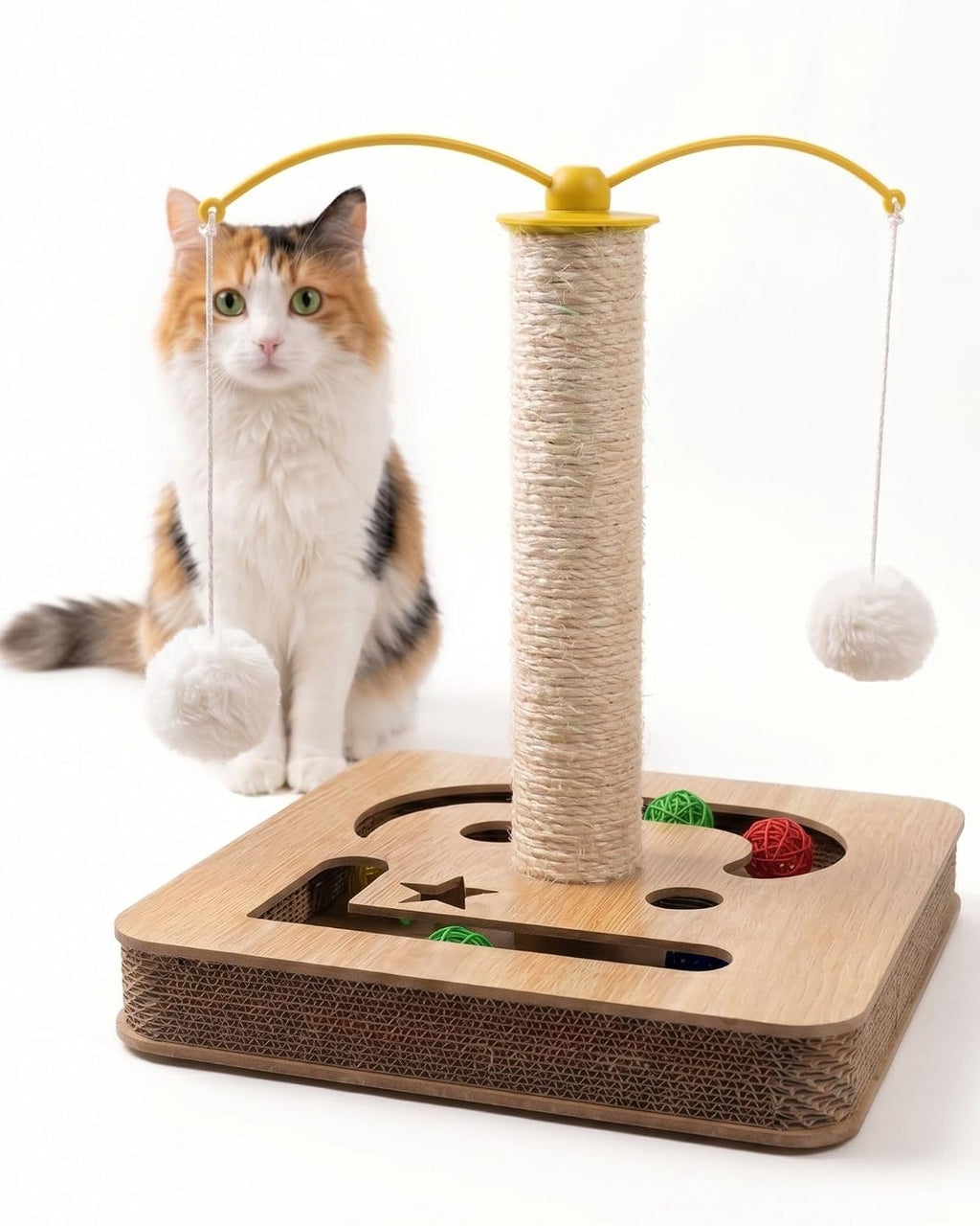 3-in-1 Interactive Cat Toy & Durable Sisal Scratching Post