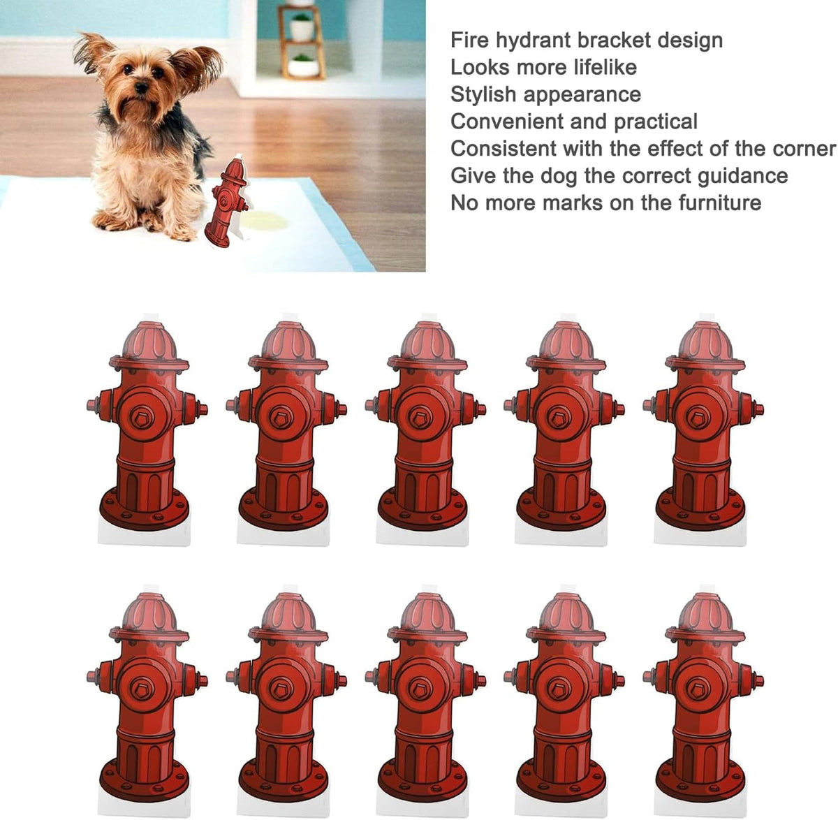 LIZEALUCKY Fire Hydrant Shaped Dog Pee Pad, 10 Pack Absorbent Puppy Training Pads, Leak-Proof Potty Mat for Dogs, Fire Hydrant Design Pee Pad Indoor Outdoor Use
