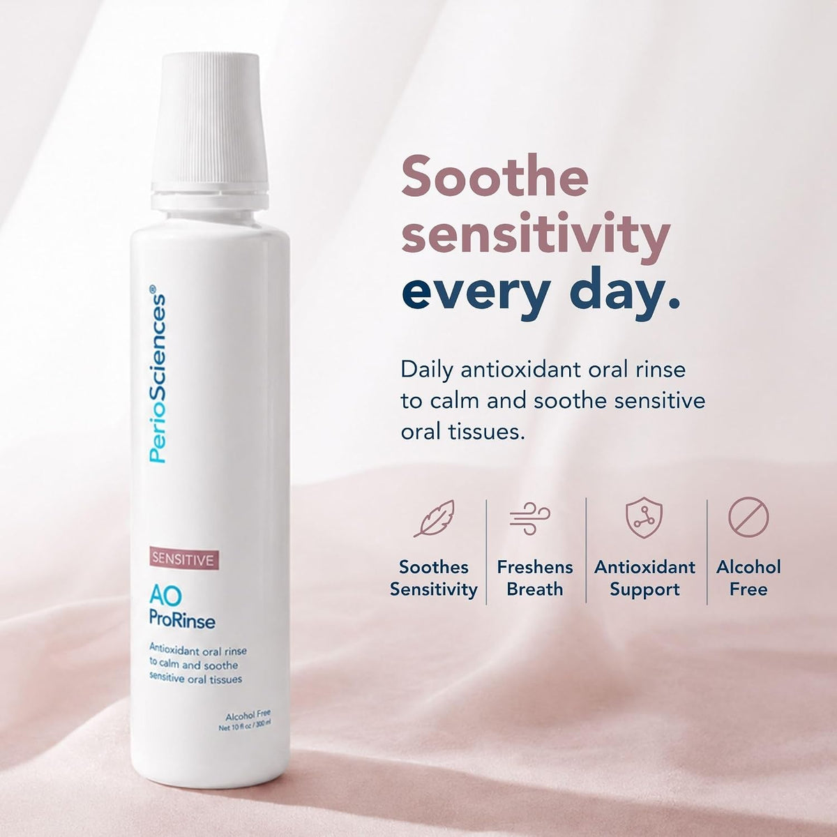 PerioSciences AO ProRinse Sensitive Gums Mouthwash with Antioxidants – Oral Rinse for Gum Health – 10 fl oz / 300ml